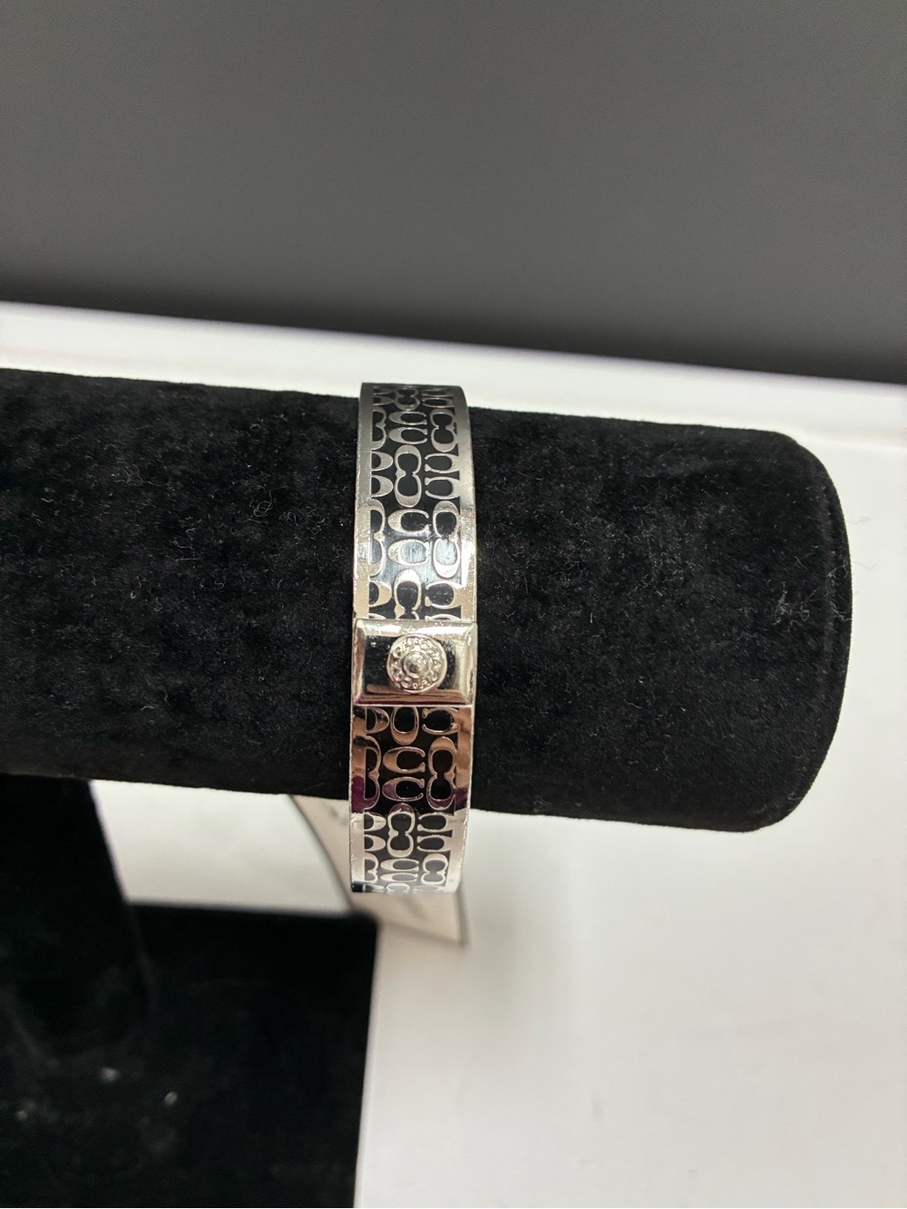 Coach Silver Patterned Bangle Bracelet